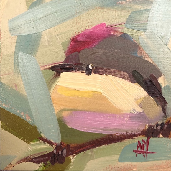 Original oil painting of a precious little bird on A-grade composite wood - Picture 8 of 8